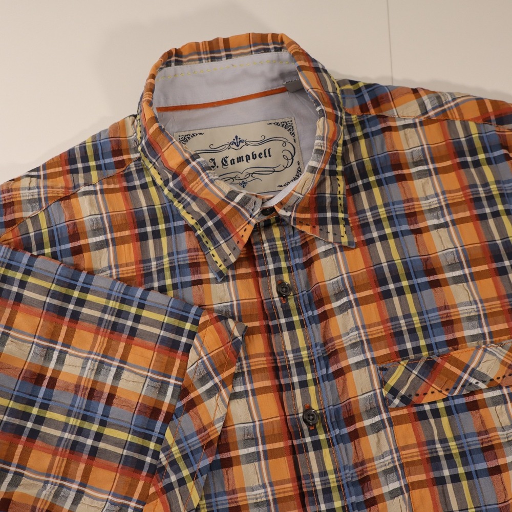 J Campbell Shirt Mens  L Checkered Plaid Casual Colorful Button Down